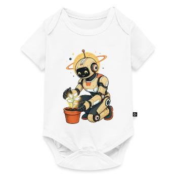 Robot with green thumb - Baby Premium short-sleeve bodysuit - white - Front