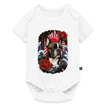 Französische Bulldogge im Japan Tattoo Stil - Baby Premium Kurzarmbody - Weiß - Vorne