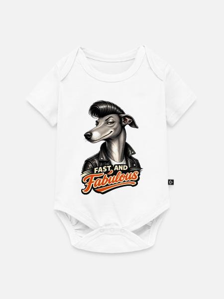 Windhund mit Pompadour - Baby Premium Kurzarmbody - Weiß