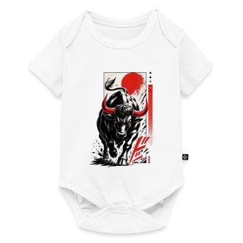 Stier Bulle Anime Manga Japanischer Stil - Baby Premium Kurzarmbody - Weiß - Vorne