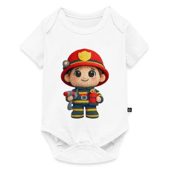 Little firefighter in knitted look - Baby Premium short-sleeve bodysuit - white - Front