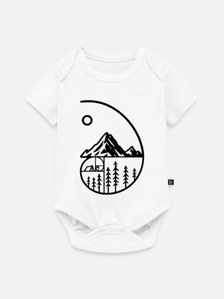 Bergcamping Naturminimalismus - Baby Premium Kurzarmbody - Weiß