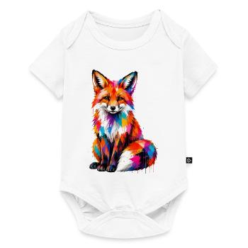Colorful fox with splashes of color - Baby Premium short-sleeve bodysuit - white - Front