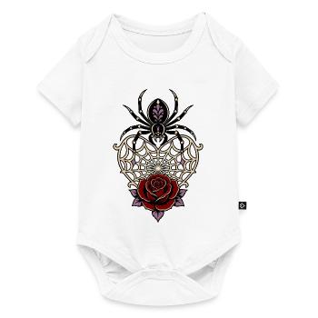 Black Widow Spiderweb Heart Rose - Baby Premium short-sleeve bodysuit - white - Front