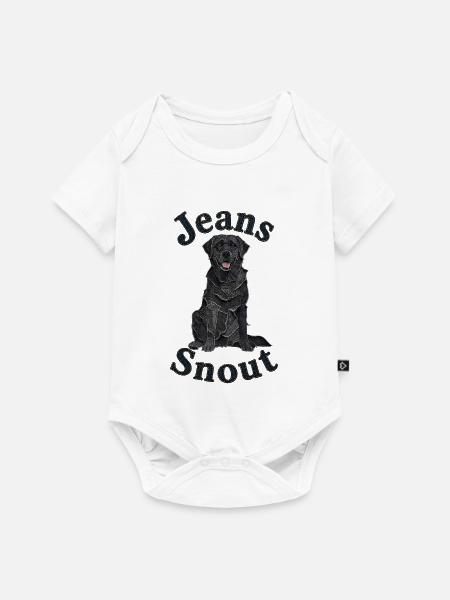 Schwarzer Labrador Retriever im Jeansflicken-Stil - Baby Premium Kurzarmbody - Weiß