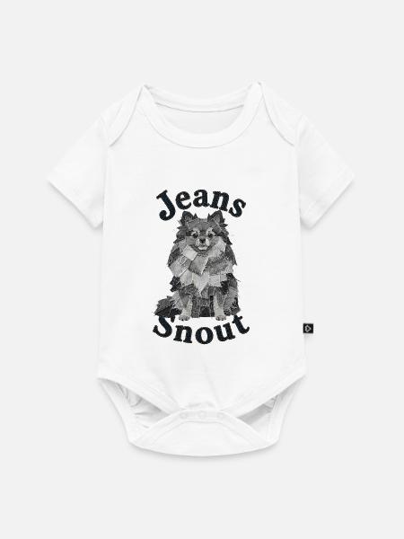Grauer Spitz im Jeansflicken-Stil - Baby Premium Kurzarmbody - Weiß