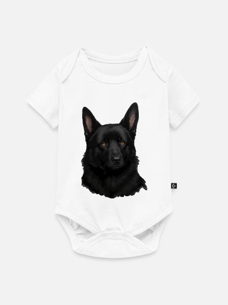 Schwarzer Schäferhund Kopf Portrait - Baby Premium Kurzarmbody - Weiß
