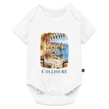 Collioure Seaside Cafe Dreams in Frankreich - Baby Premium Kurzarmbody - Weiß - Vorne