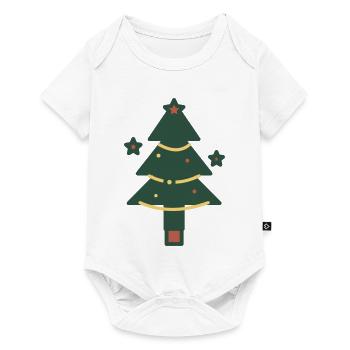Minimaler Weihnachtsbaum mit Lichtern - Baby Premium Kurzarmbody - Weiß - Vorne