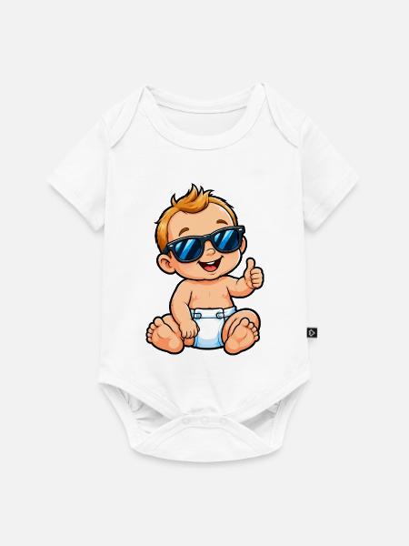 Coole Baby mit Sonnenbrille - Baby Premium Kurzarmbody - Weiß