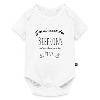 j'en ai assez des biberons c'est quand ma pizza - Body à manches courtes Premium Bébé - blanc - Devant