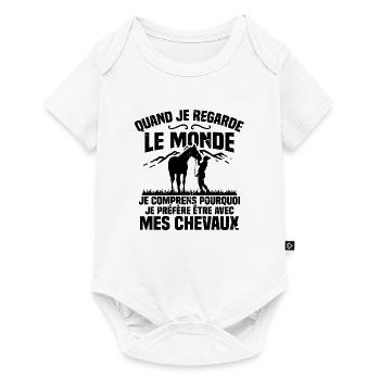 Je préfère être avec mes chevaux - Body à manches courtes Premium Bébé - blanc - Devant