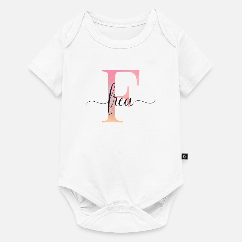 F| Monogramme | Nom | FreaAquarelle - Body à manches courtes Premium Bébé - blanc