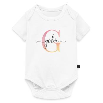 L | Monogramme | Nom | GülerAquarelle - Body à manches courtes Premium Bébé - blanc - Devant