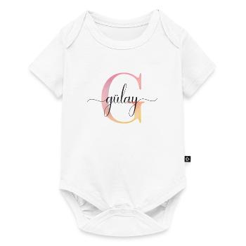 L | Monogramme | Nom | Gülay|Aquarelle - Body à manches courtes Premium Bébé - blanc - Devant