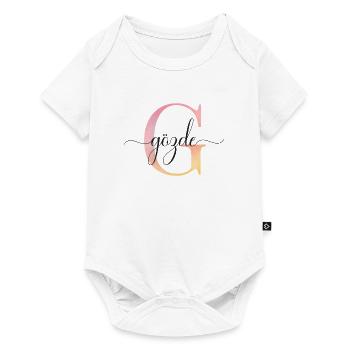 L | Monogramme | Nom | GözdeAquarelle - Body à manches courtes Premium Bébé - blanc - Devant