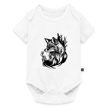 Hübscher niedlicher Tattoo Style Fuchs im Wald - Baby Premium Kurzarmbody - Weiß - Vorne
