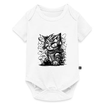 Little Cool Space Cat Splash Tattoo Style - Baby Premium short-sleeve bodysuit - white - Front