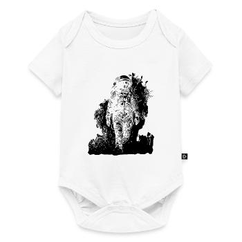 Vintage astronaut walking in moon dust nebula - Baby Premium short-sleeve bodysuit - white - Front