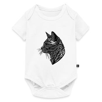 Little Cat in Nature Web Lines Tattoo Style - Baby Premium short-sleeve bodysuit - white - Front