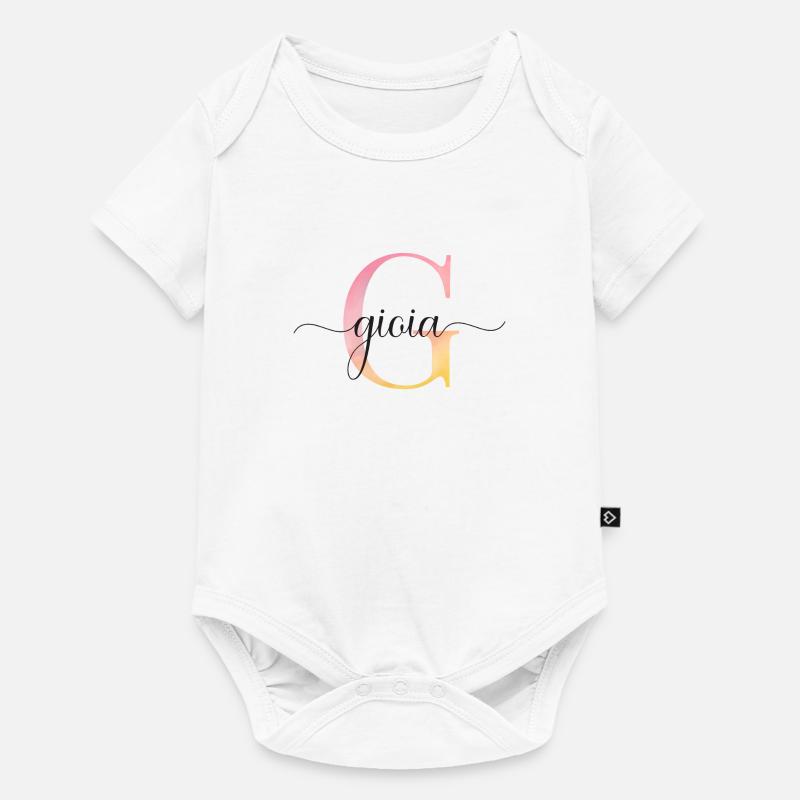 G| Monogramme | Nom | GioiaAquarelle - Body à manches courtes Premium Bébé - blanc