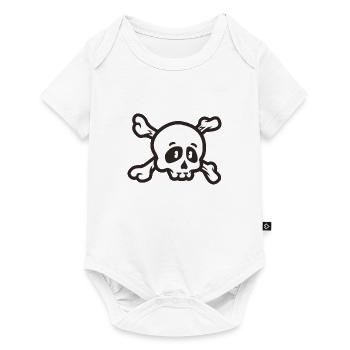 Tête de crâne halloween crâne - Body à manches courtes Premium Bébé - blanc - Devant