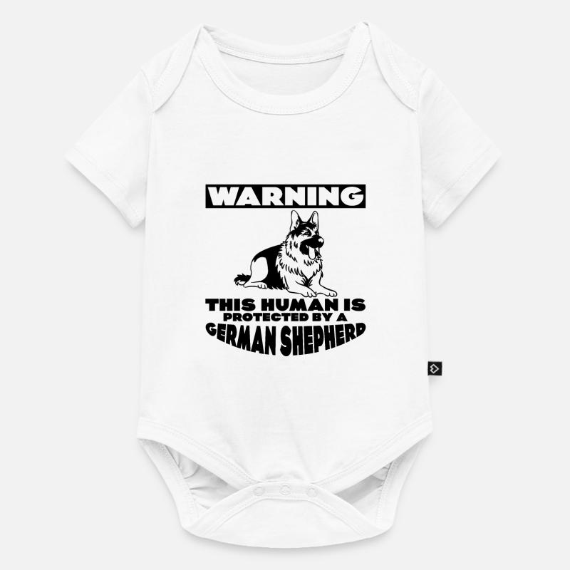 This human is protected by a German Shepherd 3 - Baby Premium short-sleeve bodysuit - white