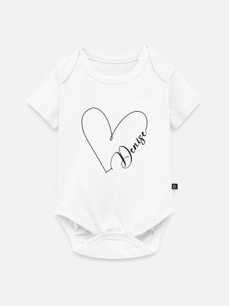 Denise Name Herzlinie - Baby Premium Kurzarmbody - Weiß