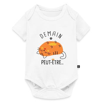 Chat peut etre demain Humour drôle - Body à manches courtes Premium Bébé - blanc - Devant