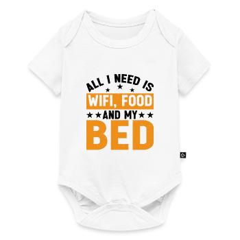 Tout ce dont j’ai besoin, c’est du Wifi, de la nourriture et de mon lit 10 - Body à manches courtes Premium Bébé - blanc - Devant