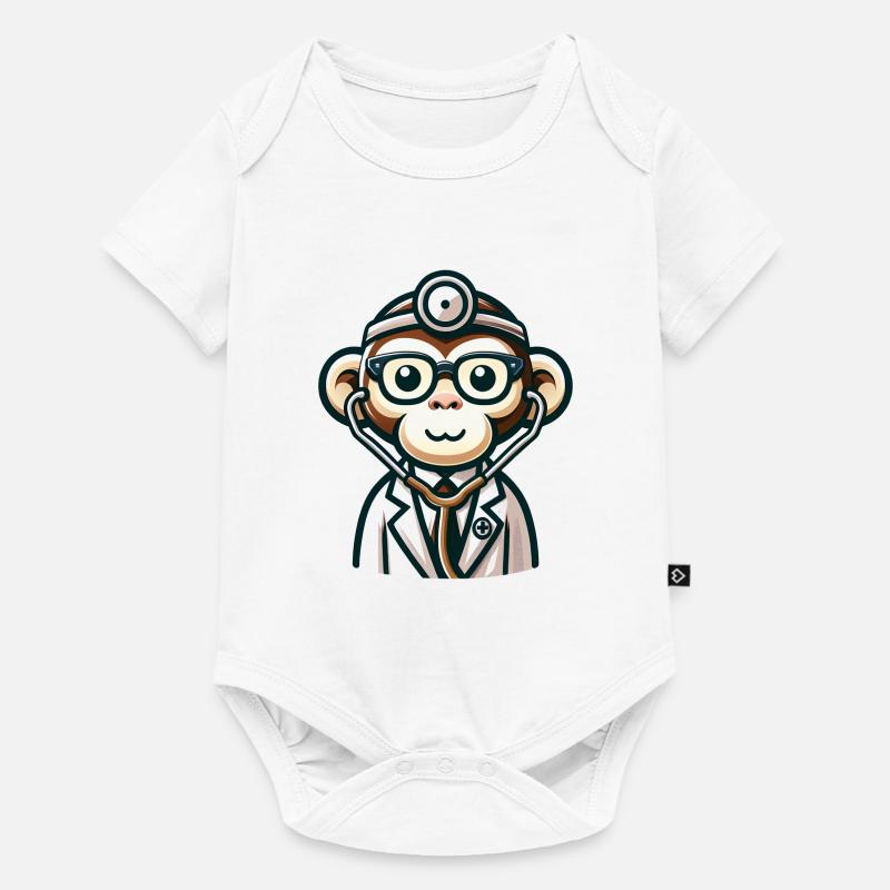 Médecin singe mignon - Body à manches courtes Premium Bébé - blanc