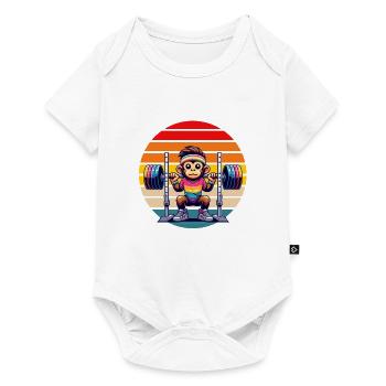 Rainbow Monkey Squatting in the Gym - Baby Premium short-sleeve bodysuit - white - Front