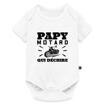 Papy Motard Qui Déchire Grand Père Biker Fan Moto - Body à manches courtes Premium Bébé - blanc - Devant
