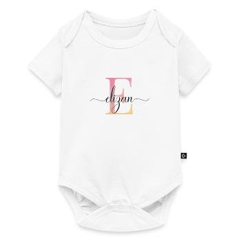 E| Monogram | Name | Elizan |Watercolor - Baby Premium short-sleeve bodysuit - white - Front