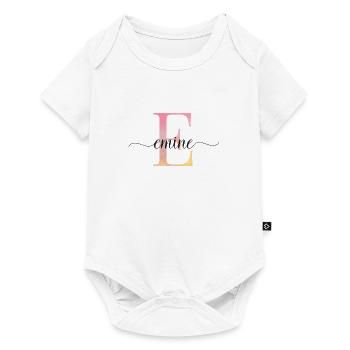 E| Monogramm | Name | Emine |Watercolor - Baby Premium Kurzarmbody - Weiß - Vorne