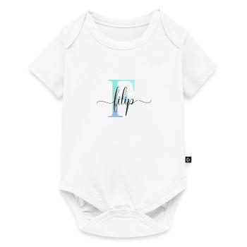 E| Monogramm | Name | Filip| Watercolor - Baby Premium Kurzarmbody - Weiß - Vorne