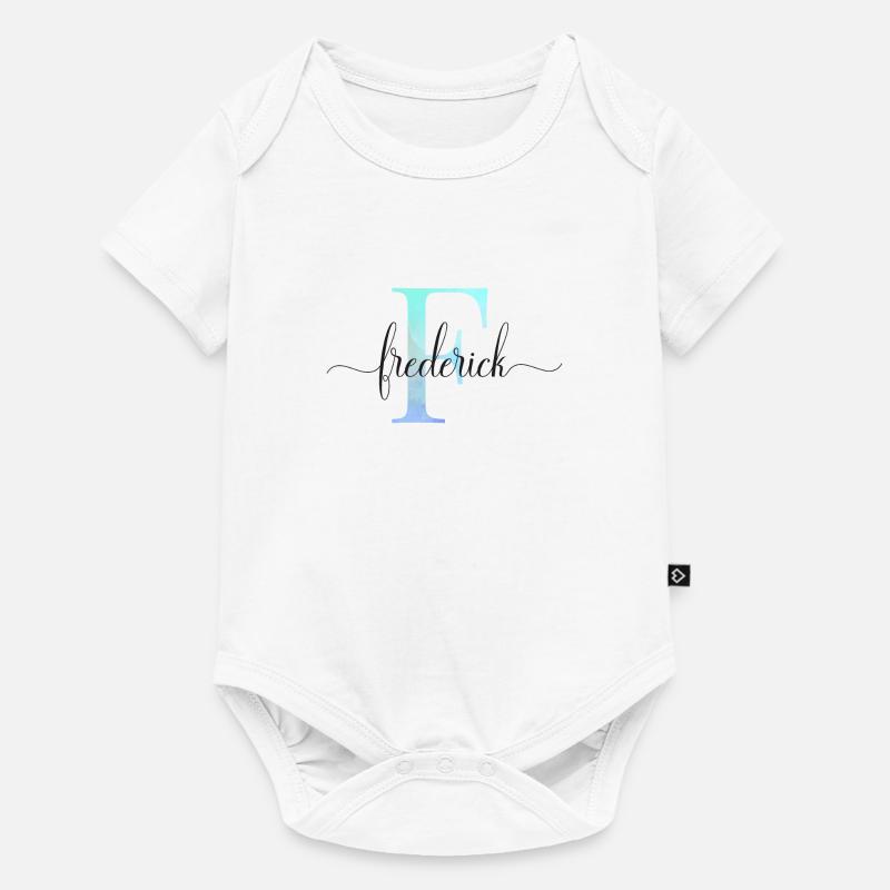 E| Monogramme | Nom | Frédéric | Aquarelle - Body à manches courtes Premium Bébé - blanc
