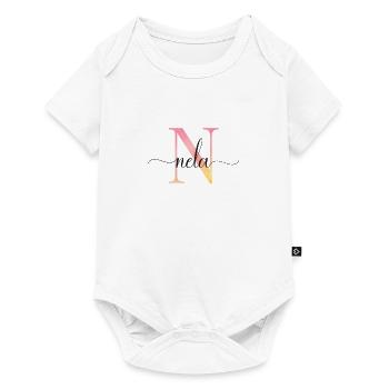N | Monogramme | Nom | Nela |Aquarelle - Body à manches courtes Premium Bébé - blanc - Devant