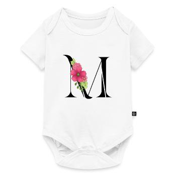 Elegant letter 'M' with flowers - Baby Premium short-sleeve bodysuit - white - Front