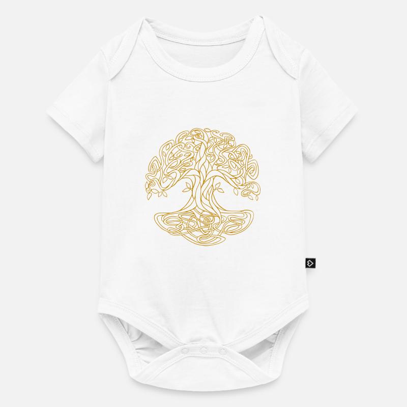 Yggdrasil le monde celtique arbre doré - Body à manches courtes Premium Bébé - blanc