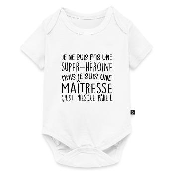 maîtresse humour maitresse d'école cadeau - Body à manches courtes Premium Bébé - blanc - Devant