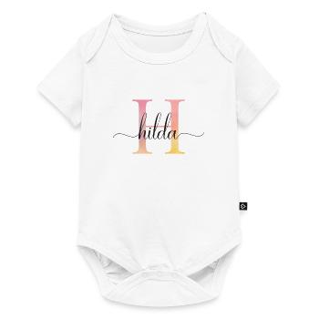H | Monogramm | Name | Hilda |Watercolor - Baby Premium Kurzarmbody - Weiß - Vorne
