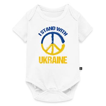 I Stand With Ukraine Peace Symbol Ukrainian - Baby Premium short-sleeve bodysuit - white - Front