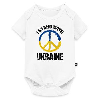 I Stand With Ukraine Peace Symbol Ukrainian - Baby Premium short-sleeve bodysuit - white - Front