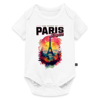 Paris Tour Eiffel France Ville Horizon Coloré - Body à manches courtes Premium Bébé - blanc - Devant