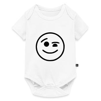 Emoji Skizze zwinkern schwarz - Baby Premium Kurzarmbody - Weiß - Vorne