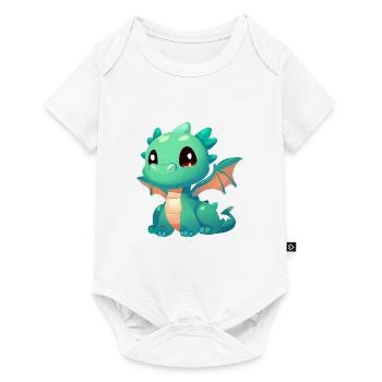 Dragon aux grands yeux - Body à manches courtes Premium Bébé - blanc - Devant