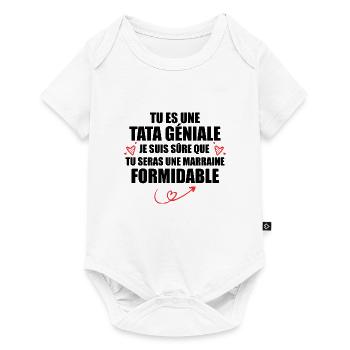 Une Tata Géniale Tu Seras Une Marraine Formidable - Body à manches courtes Premium Bébé - blanc - Devant