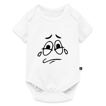 Emoji traurig Skizze schwarz - Baby Premium Kurzarmbody - Weiß - Vorne