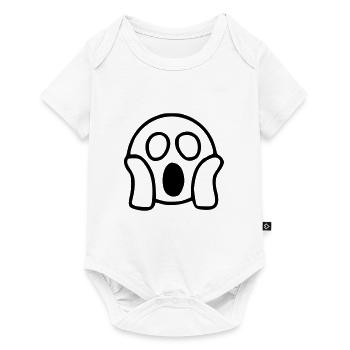 Emoji erschrocken Skizze schwarz - Baby Premium Kurzarmbody - Weiß - Vorne